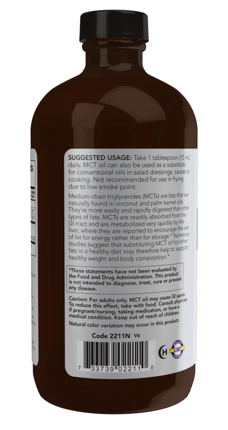 NOW Sports MCT Oil Weight Management Supplement Unflavored 16 fl oz