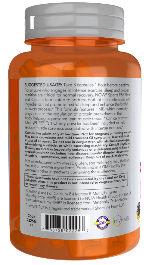NOW Sports R&R Rest and Repair recovery supplement with 90 veg capsules