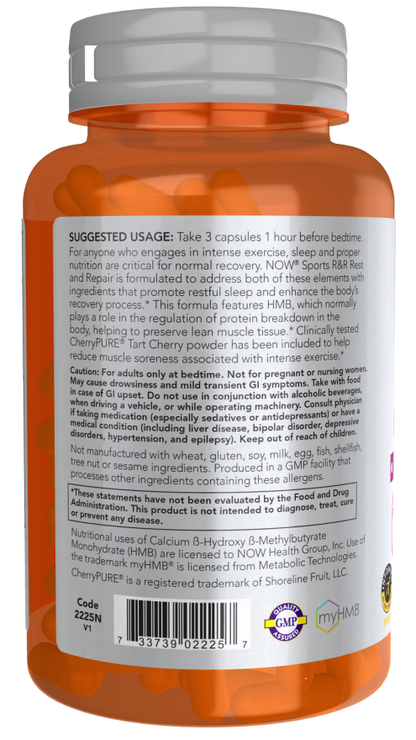 NOW Sports R&R Rest and Repair recovery supplement with 90 veg capsules