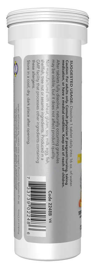 NOW Effer-Energy Tropical Punch electrolyte tablet tube with 10 tablets