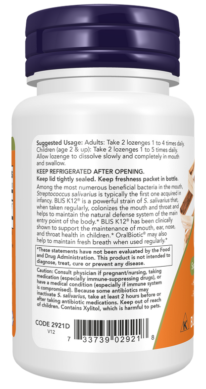 NOW Foods OralBiotic lozenges for ear, nose, and throat health support