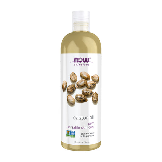 NOW Solutions 100% Pure Castor Oil bottle, 16 fl oz