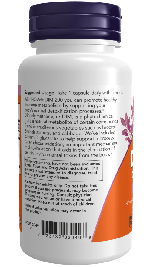 NOW DIM 200 mg with Calcium D-Glucarate, 90 Veg Capsules – Hormone Metabolism Support