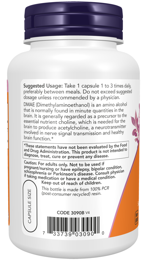 NOW DMAE 250 mg vegetarian vegan capsules dietary supplement