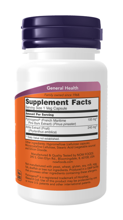 NOW Pycnogenol 100 mg free radical scavenger supplement
