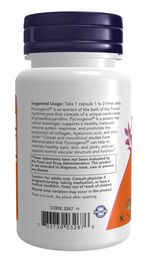 NOW Pycnogenol 100 mg 60 Veg Capsules