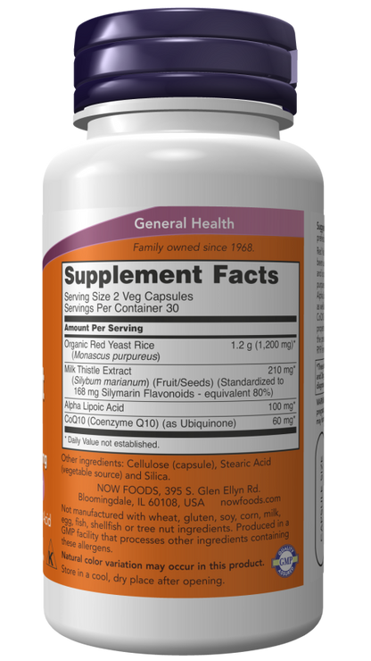 NOW Red Yeast Rice 600 mg with CoQ10 30 mg 120 Veg Capsules