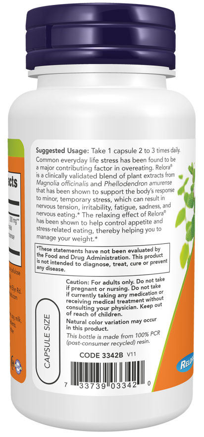 NOW Relora 300 mg Stress and Appetite Control 120 Veg Capsules