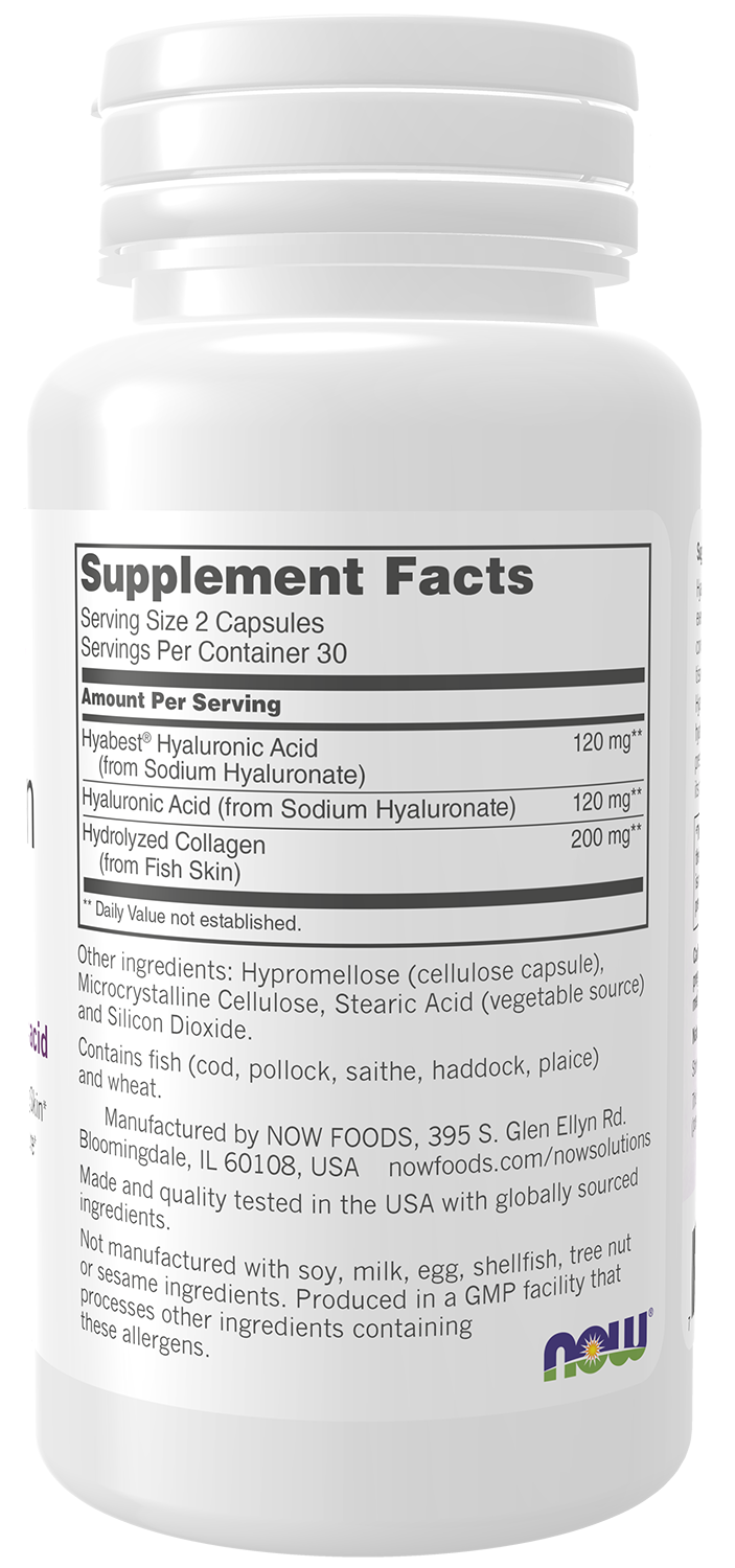NOW Solutions Hydration Rescue hyaluronic acid supplement for skin hydration