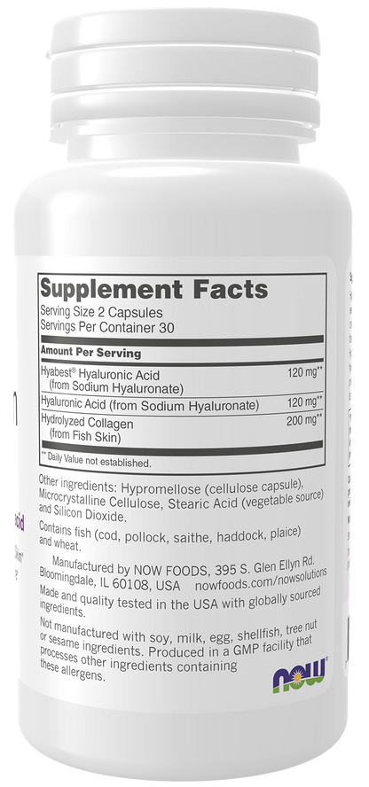 NOW Solutions Hydration Rescue hyaluronic acid supplement for skin hydration