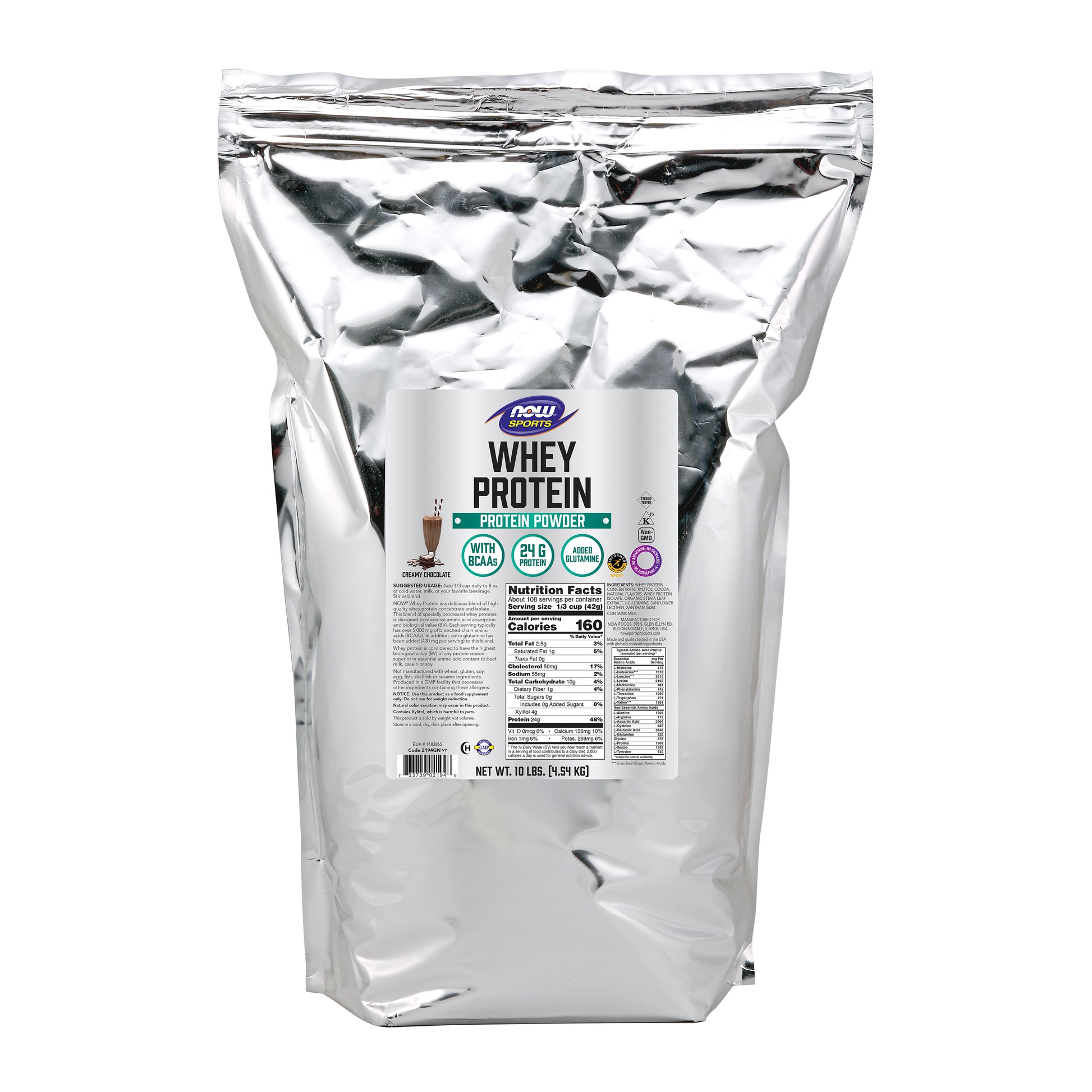 Whey Protein, Creamy Chocolate Powder - 10 lbs.