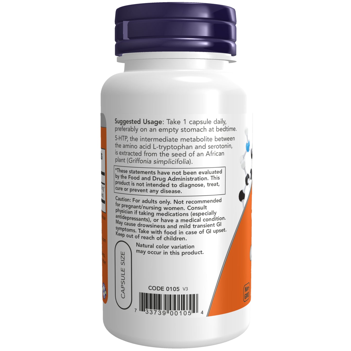 NOW Foods 5-HTP 100 mg capsules for positive mood support