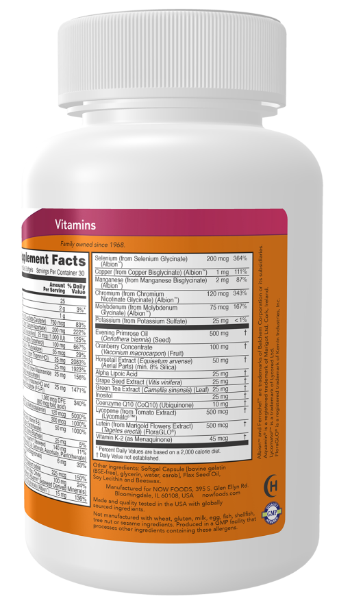 NOW EVE women’s multivitamin softgels with evening primrose and CoQ10