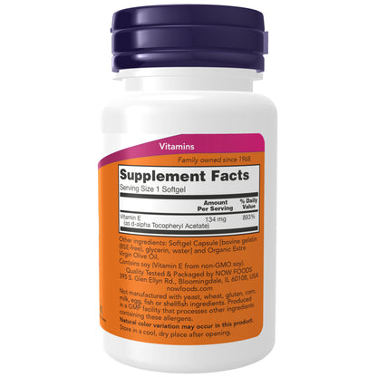 NOW Foods E-200 Vitamin E 200 IU softgels for antioxidant protection