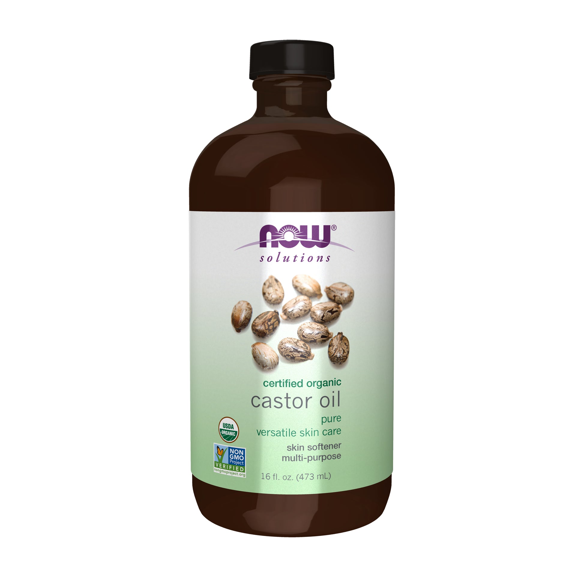 NOW Solutions,  Castor Oil in Glass Bottle, Organic - 16 fl. oz.
