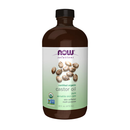 NOW Solutions,  Castor Oil in Glass Bottle, Organic - 16 fl. oz.