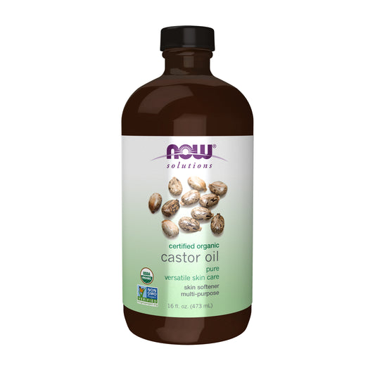 NOW Solutions,  Castor Oil in Glass Bottle, Organic - 16 fl. oz.