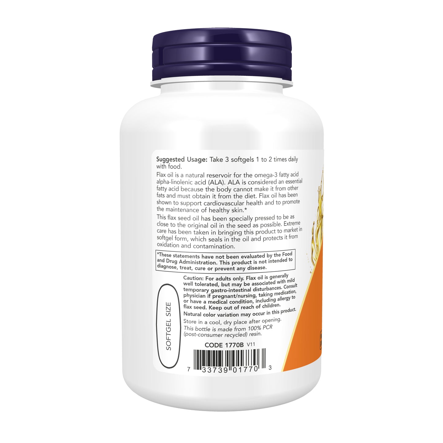 NOW Foods Flax Oil 1000 mg softgels with essential omega-3s