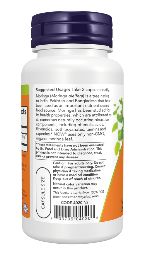 NOW Moringa Leaf green super herb dietary supplement