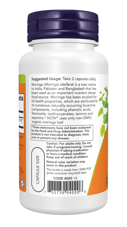 NOW Moringa Leaf green super herb dietary supplement