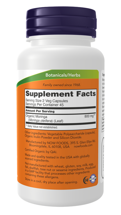 NOW Moringa Leaf 90 Veg Capsules