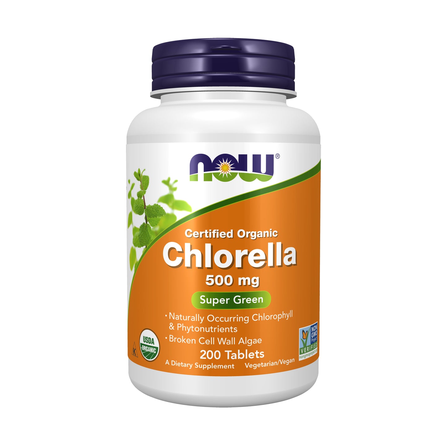 Chlorella 500 mg, Organic - 200 Tablets