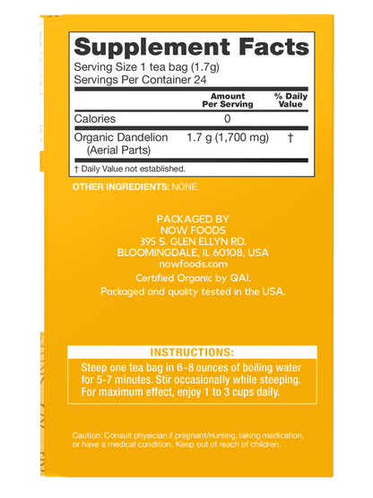 NOW Give a Tea Organic Dandelion Traditional Cleansing Tea 24 Tea Bags