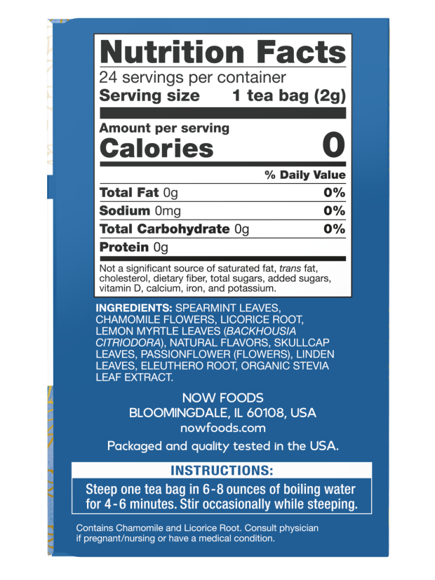 NOW Give a Tea Nighttime Mellow Chamomile Herbal Tea Blend 24 Tea Bags
