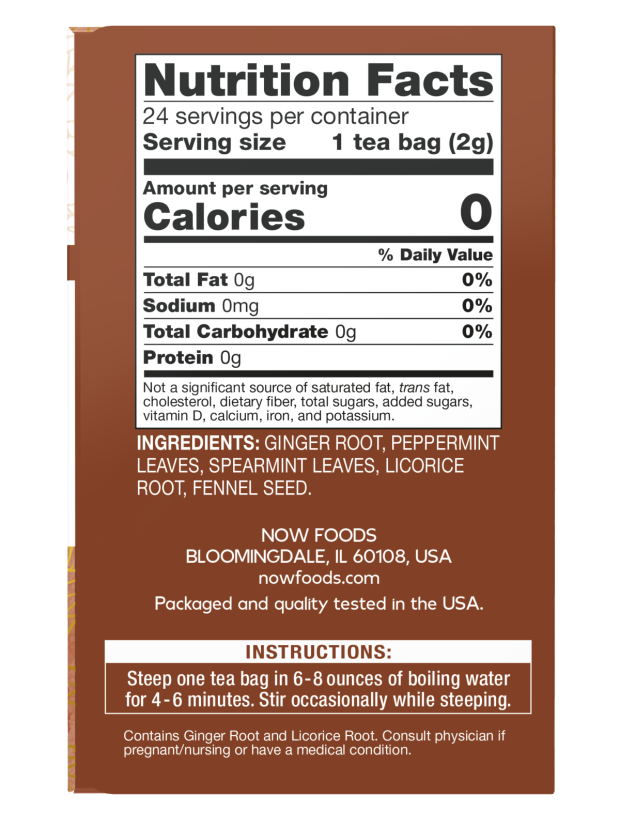 NOW Give a Tea Ginger Mint Comfort 24 Tea Bags