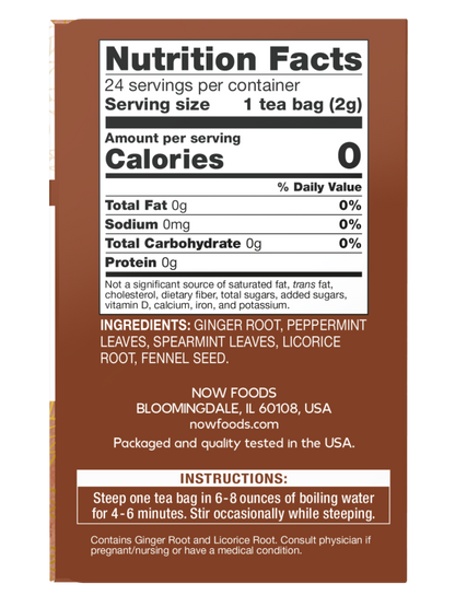 NOW Give a Tea Ginger Mint Comfort 24 Tea Bags