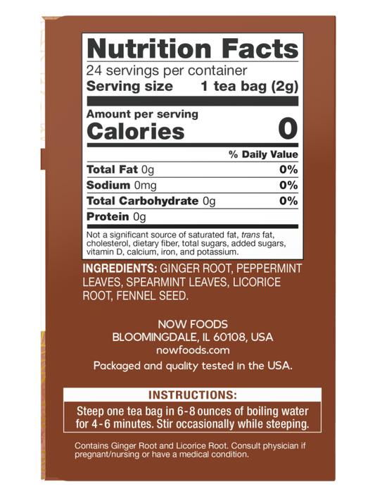 NOW Give a Tea Ginger Mint Comfort 24 Tea Bags
