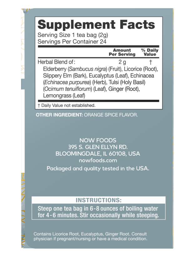 NOW TLC Throat & Lung Care elderberry tea blend