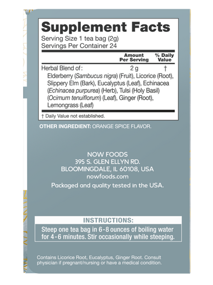 NOW TLC Throat & Lung Care elderberry tea blend