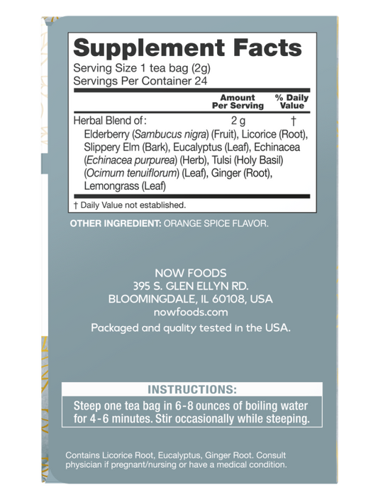 NOW TLC Throat & Lung Care elderberry tea blend