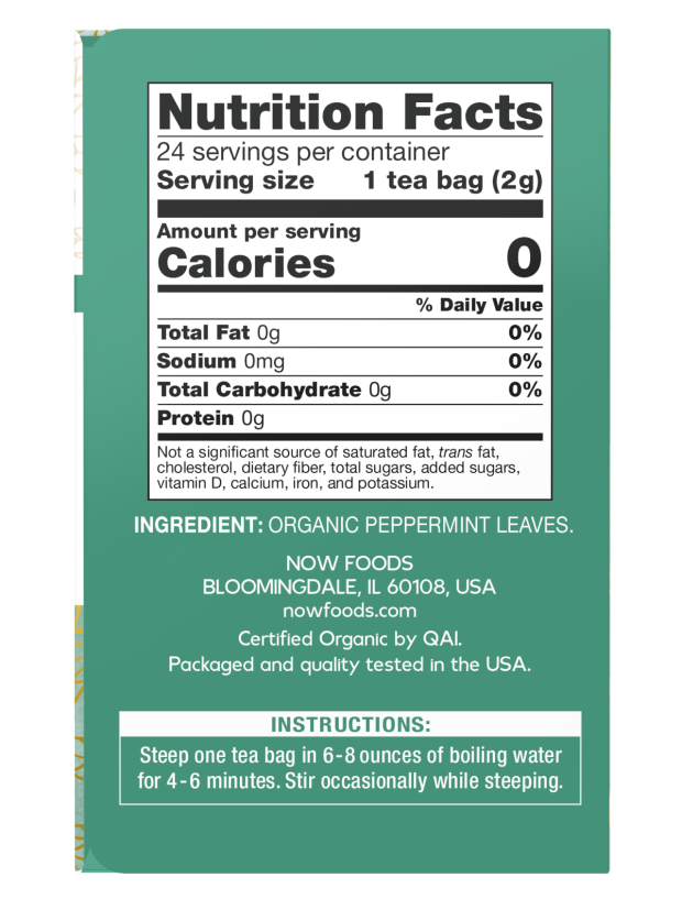 NOW Give a Tea Organic Peppermint 24 Tea Bags