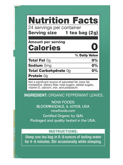 NOW Give a Tea Organic Peppermint 24 Tea Bags