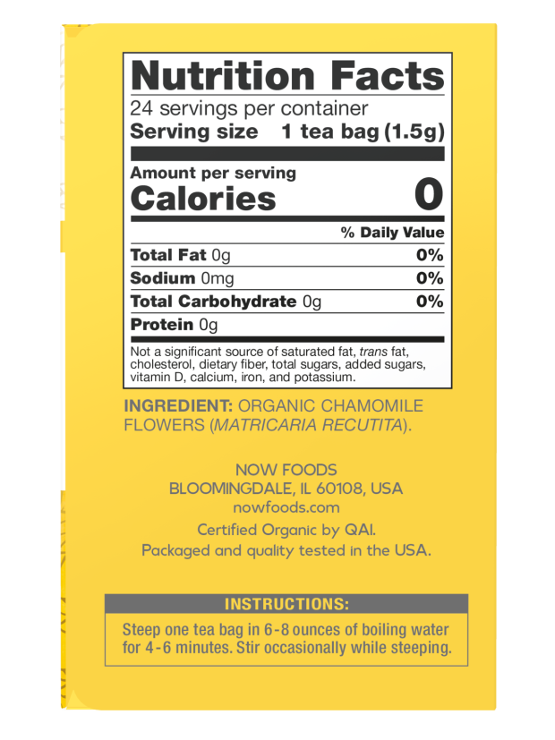 NOW Organic Chamomile Tea | 24 Caffeine-Free Bags