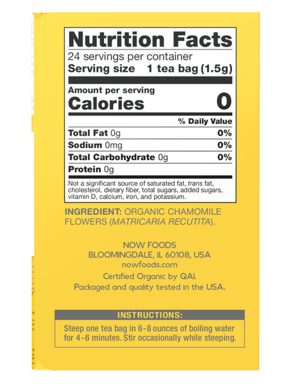 NOW Organic Chamomile Tea | 24 Caffeine-Free Bags