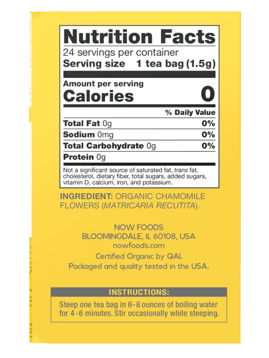NOW Organic Chamomile Tea | 24 Caffeine-Free Bags