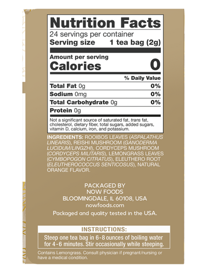NOW Give a Tea Rooibos Reishi Mushroom 24 Tea Bags