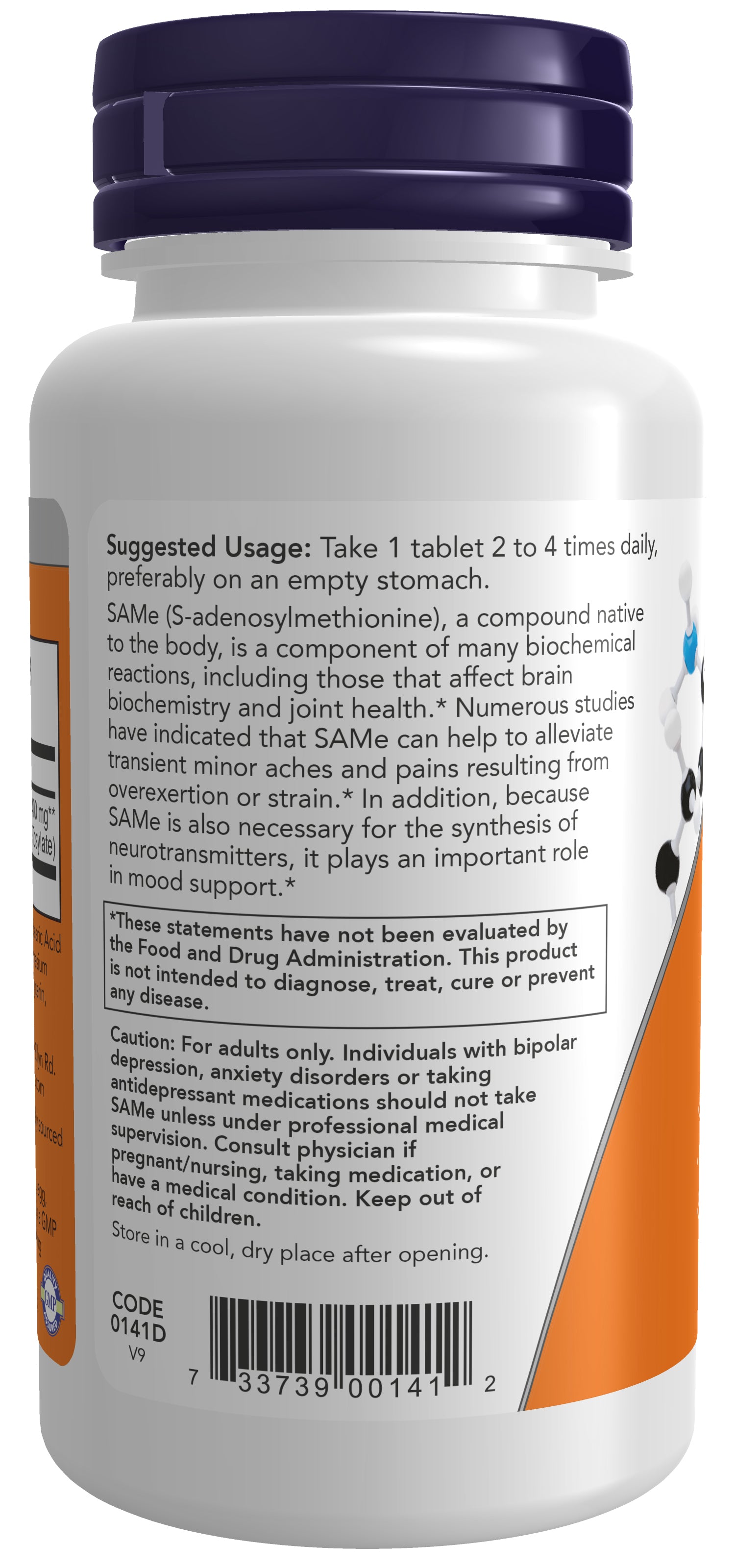 NOW SAMe stabilized supplement with smaller tablet formula