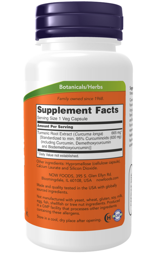 NOW Turmeric Curcumin herbal supplement with standardized extract