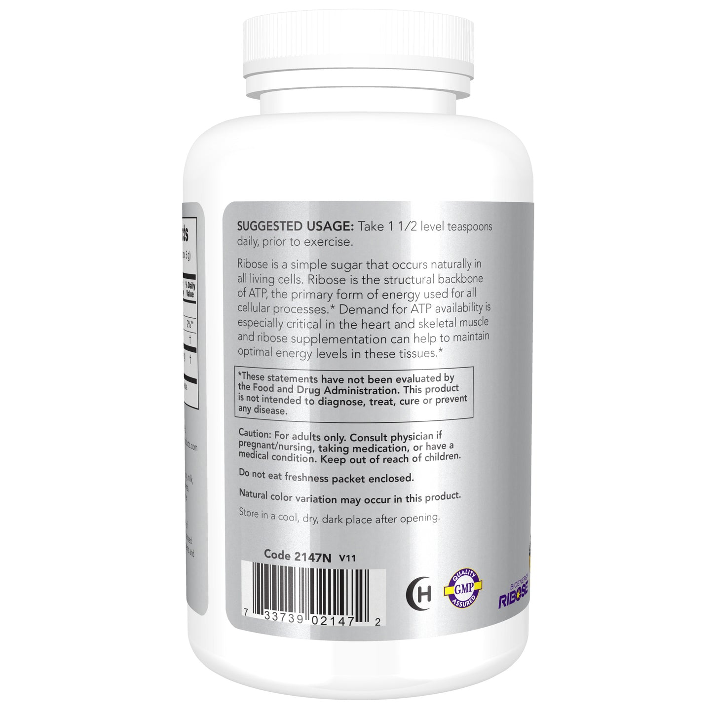 NOW Sports D-Ribose Powder 5,000 mg, ATP Energy Production Support, 8 oz