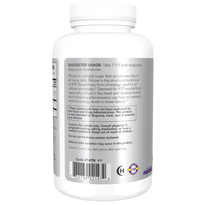 NOW Sports D-Ribose Powder 5,000 mg, ATP Energy Production Support, 8 oz