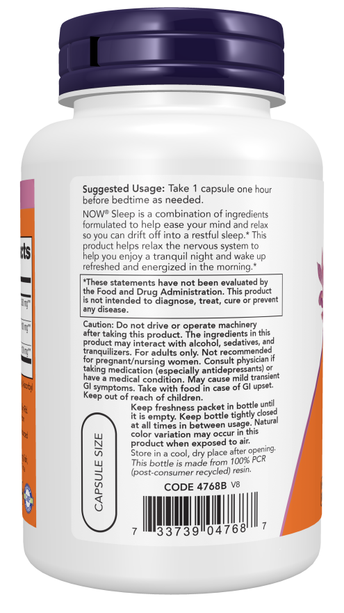 NOW Sleep supplement with valerian root, 5-HTP and GABA