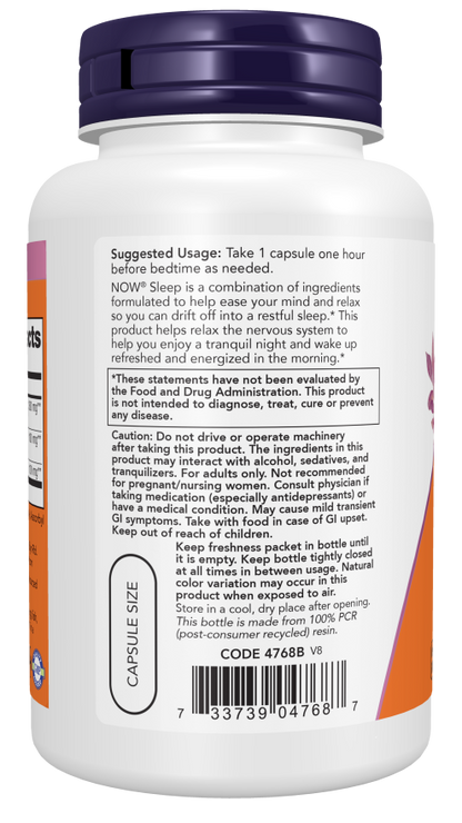 NOW Sleep supplement with valerian root, 5-HTP and GABA