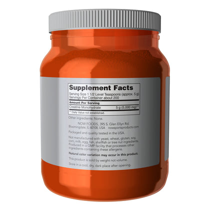 NOW Sports Creatine Monohydrate Powder, 5g Pure Creatine for Muscle Fuel & Lean Mass Support, 2.2 lb