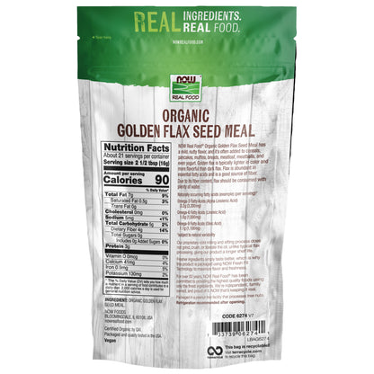 NOW Real Food Organic Golden Flax Seed Meal 12 oz bag