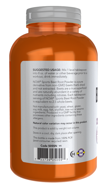 NOW Sports Beet Root Powder dietary supplement with pure beet powder