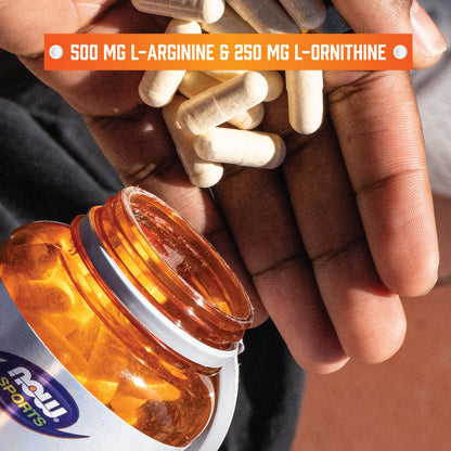 NOW Sports Arginine and Ornithine 250 veg capsules for sports nutrition